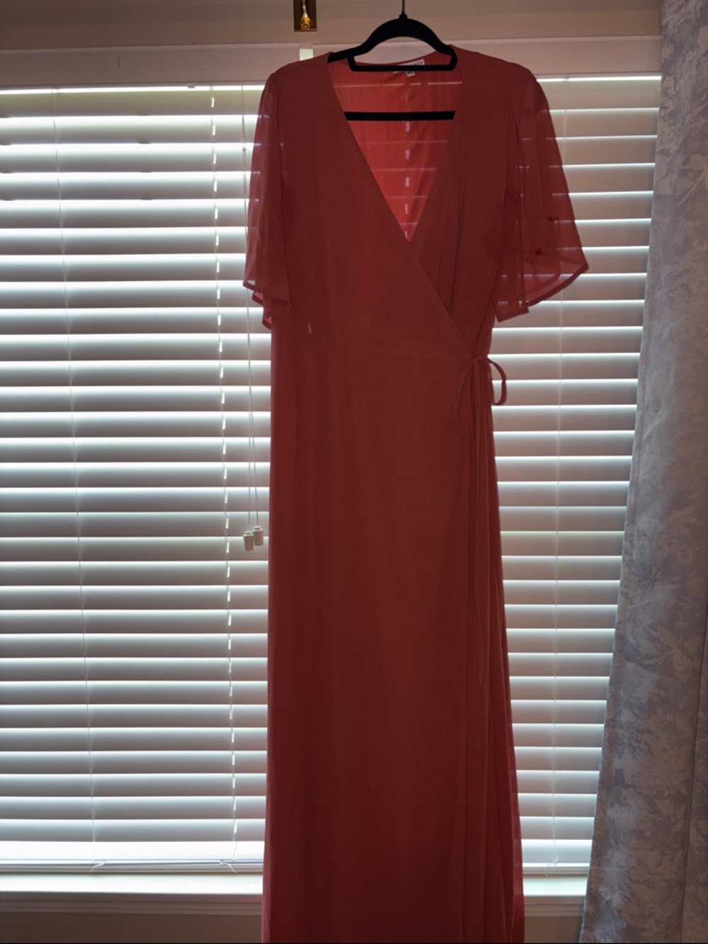 Baltic Born Rust Maxi Wrap Dress with Flutter Sleeves